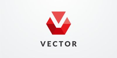 Letter V Hexagon Geometric Logo Design Vector v09