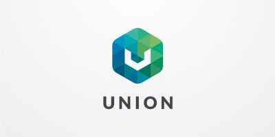 Letter U Hexagon Pixel Logo Design Vector v.09