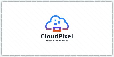 Abstract Cloud and Pixel Logo