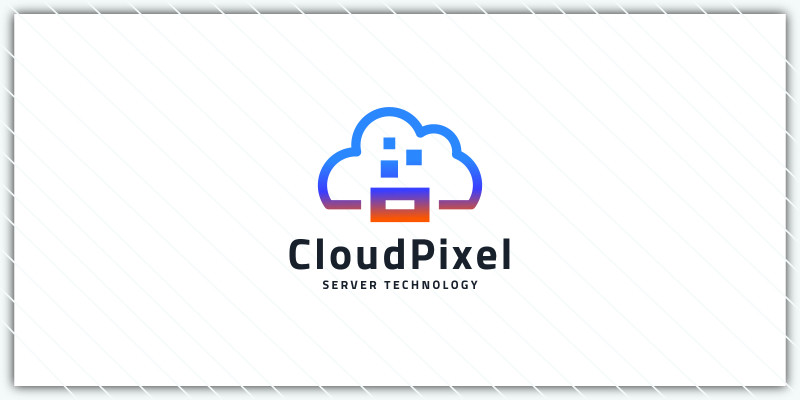 Abstract Cloud and Pixel Logo