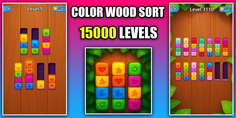 Color Wood Sort Merge Puzzle Unity Source Code