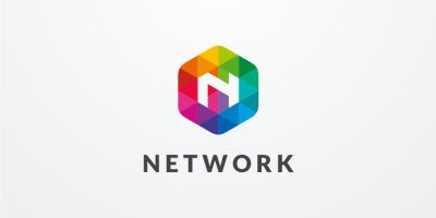 Letter N Hexagon Colorful Logo Design Vector v04