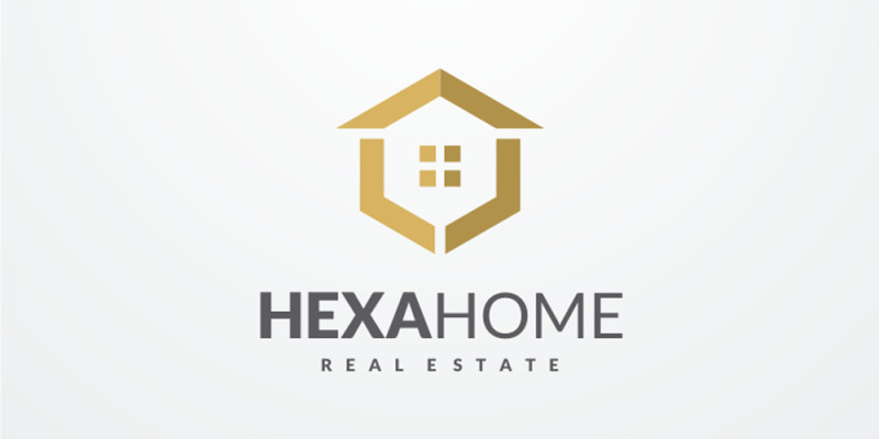 Hexagon Home Logo Design Vector v03