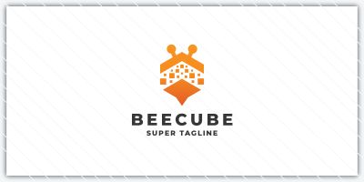 Abstract Bee and Cube Logo