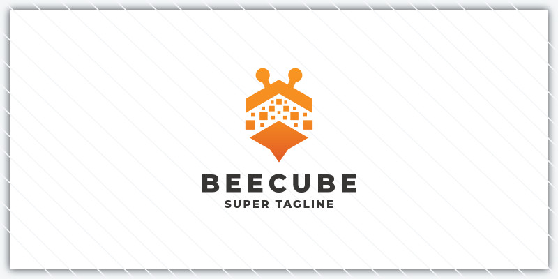 Abstract Bee and Cube Logo