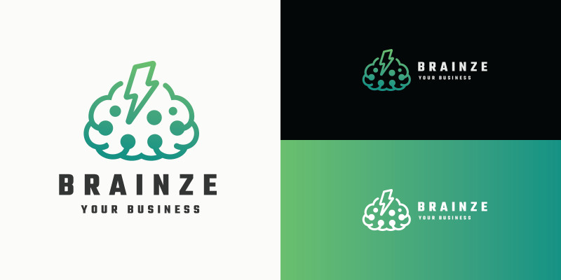 Abstract Brain and Lightning Logo