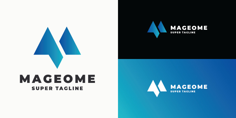 Geometric Mountain and Letter M Logo