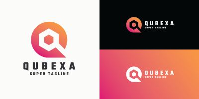 Geometric Cube and Letter Q Logo