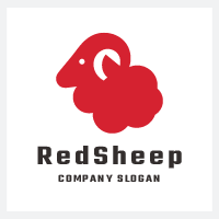 Minimalist Red Sheep Logo