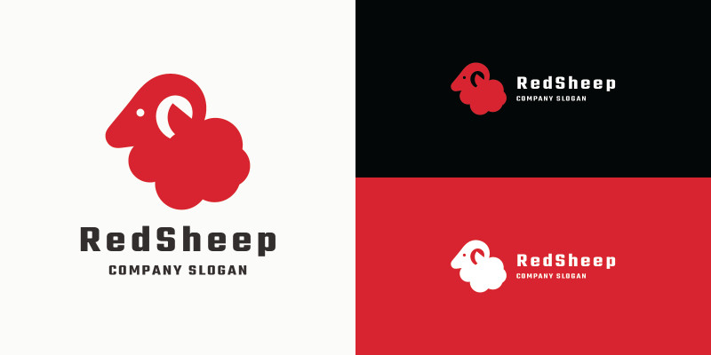 Minimalist Red Sheep Logo