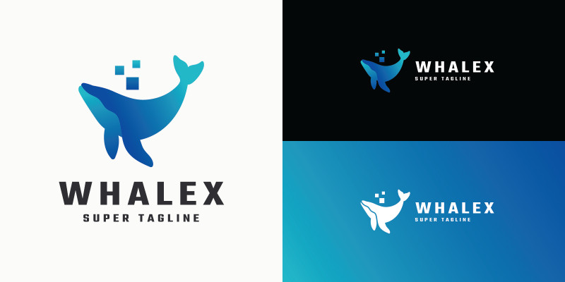 Abstract Digital Whale Logo