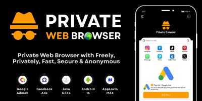 Private Web Browser with AdMob Ads Android