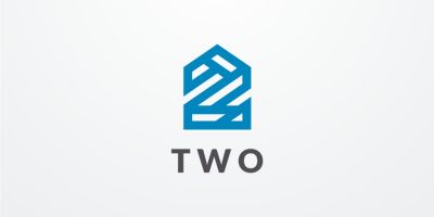 Geometric Number Two 2 Logo Design Vector