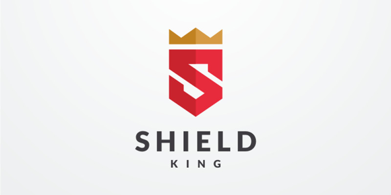 Shield King Letter S Crown Logo Design Vector