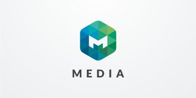 Letter M Hexagon Pixel Logo Design Vector v14