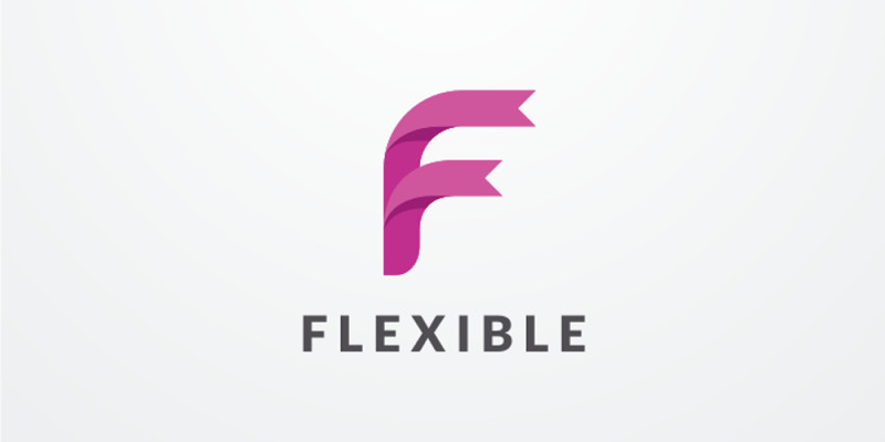Flexible Letter F Ribbon Logo Design Vector