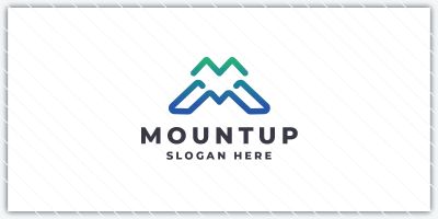 Geometric Mountain Letter M Logo