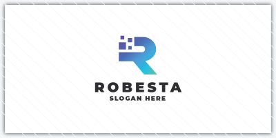 Modern Digital R Letter Logo - Tech & Data Des