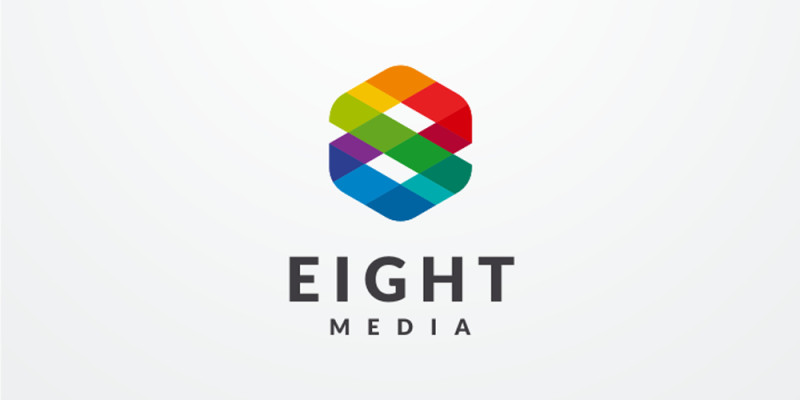 Eight Hexagon Colorful Number 8 Logo Design Vector