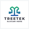 Modern Tree Logo - Digital & Green Tech Design