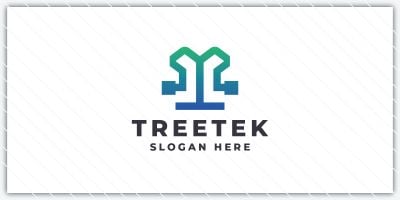 Modern Tree Logo - Digital & Green Tech Design