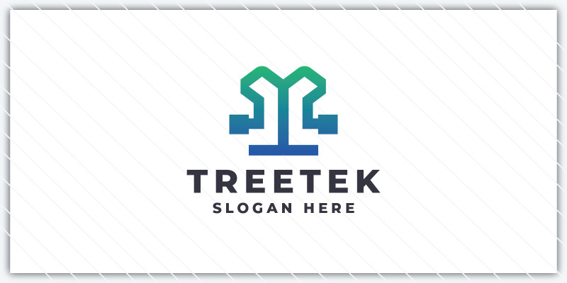 Modern Tree Logo - Digital & Green Tech Design
