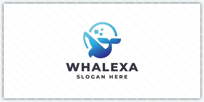 Modern Whale Logo - Digital Tech AI Design