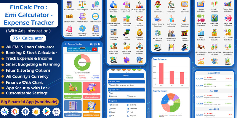 FinCalc Pro - EMI Calculator - Expense Tracker App