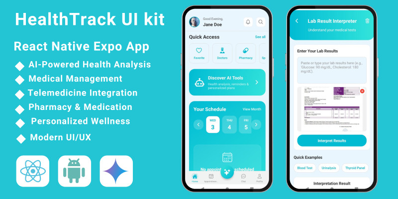 HealthTrack UI Kit-Medical App with AI Integration