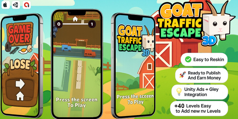 Goat Traffic Escape 3D - Hyper Casual Mobile Game