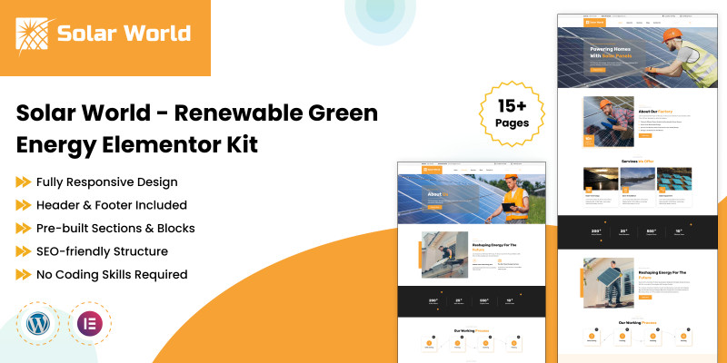 Solar World - Renewable Green Energy Elementor Kit