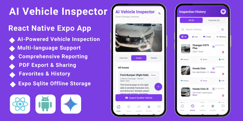AI Vehicle Inspector App - React Native Expo App