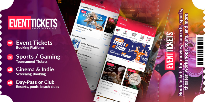 Events Shows Entry Tickets Online Booking APP UIUX