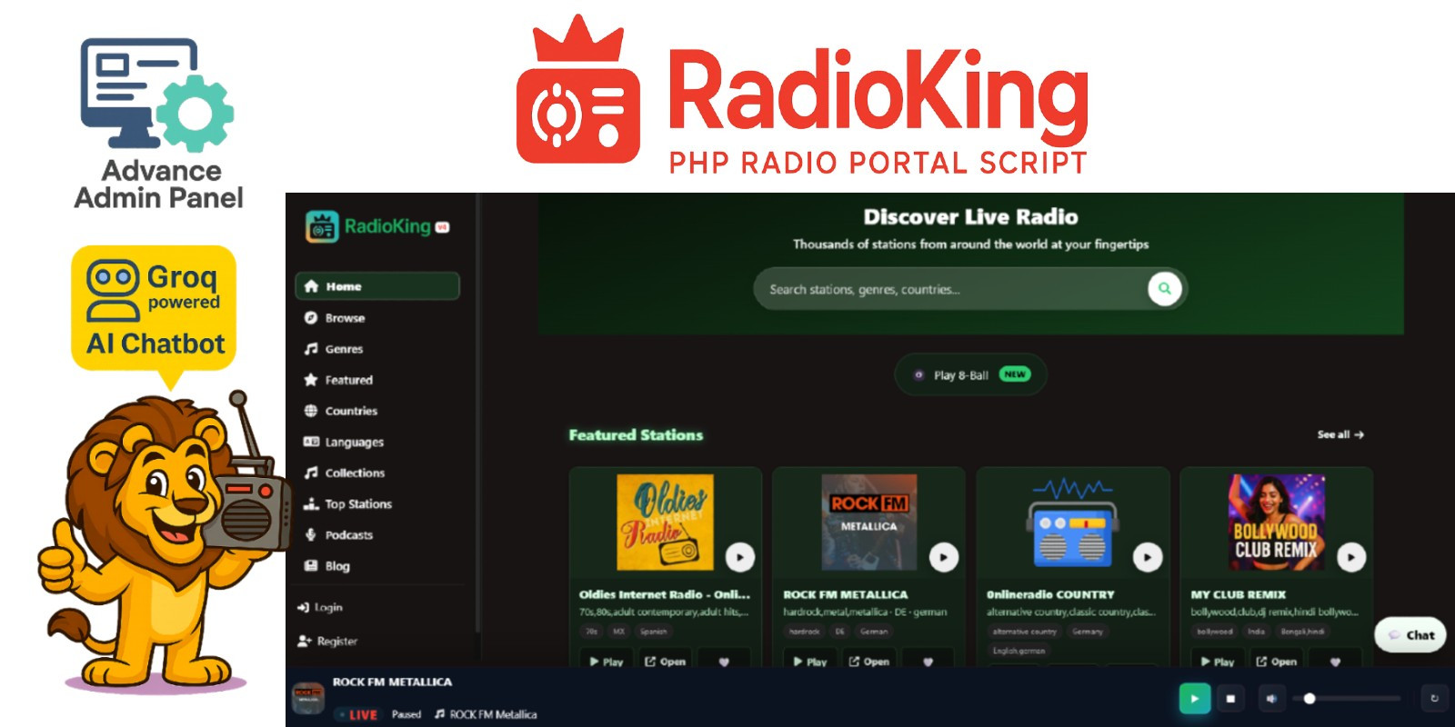 RadioKing - PHP Radio Portal ScriptRadioKing - PHP Radio Portal Script