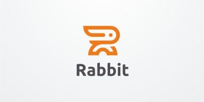 Rabbit Letter R Logo Design Vector