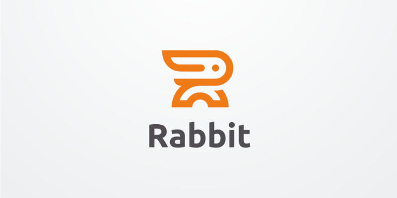 Rabbit Letter R Logo Design Vector