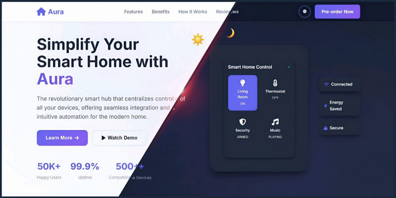 Aura - Smart Home Landing Page Template 