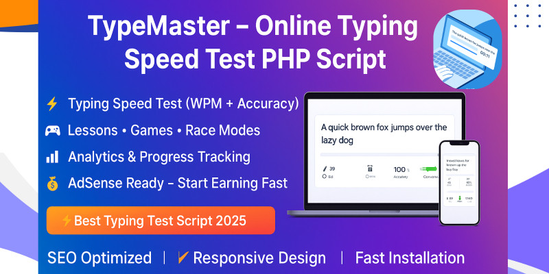 TypeMaster - Online Typing Speed Test PHP Script