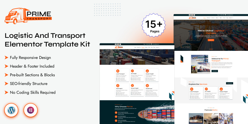 Prime Transport: Logistics Elementor Template Kit