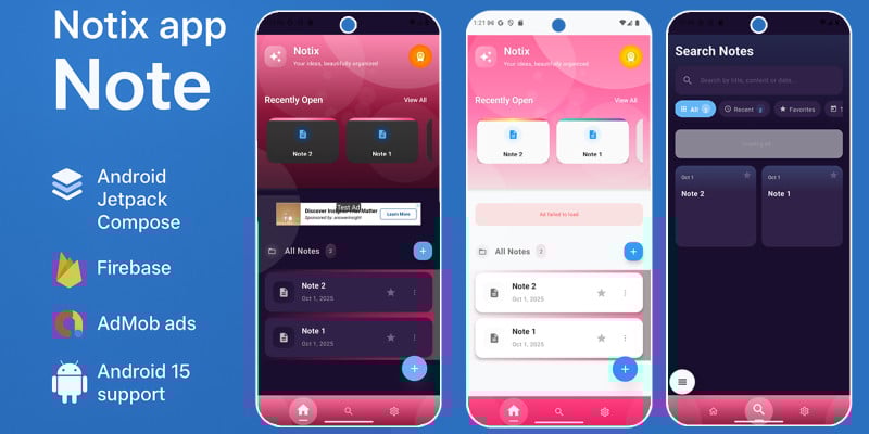 Notix - Notes App with Firebase  For Android