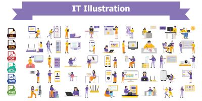 50 High-Quality IT Illustrations Pack