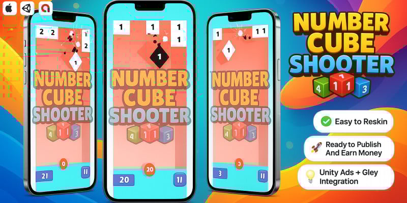 Number Cube Shooter - Puzzle Mobile Unity Game