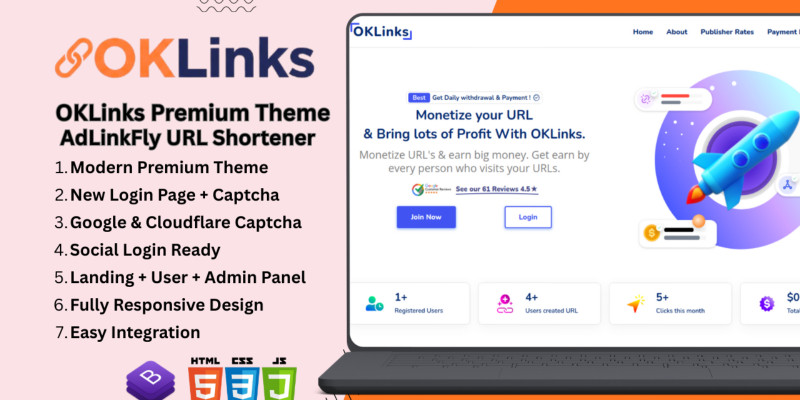 OKLinks Premium Modern Theme For Adlinkfly