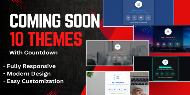 Coming Soon Countdown HTML Template 10 Themes