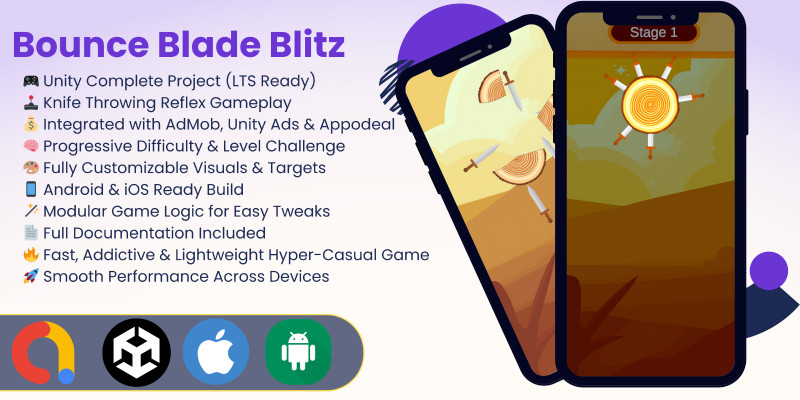 Bounce Blade Blitz - Unity Knife Hit Game