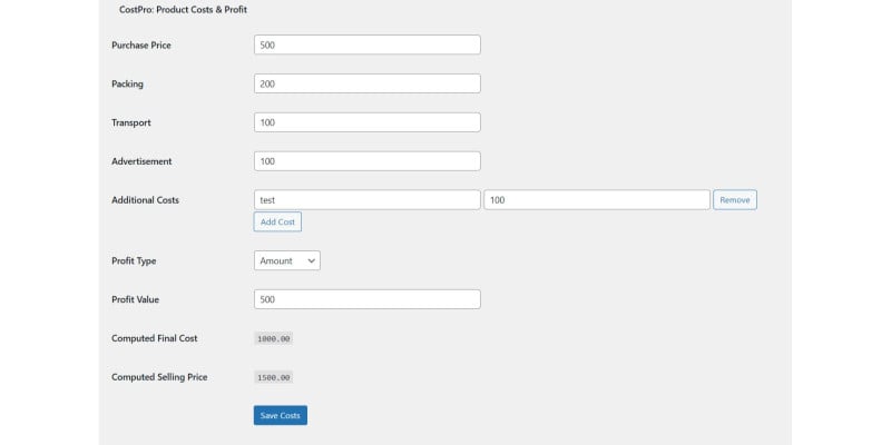CostPro – Product Cost Calculator