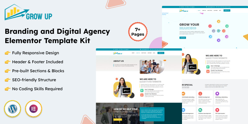 Grow Up - Digital Branding Agency Elementor Kit