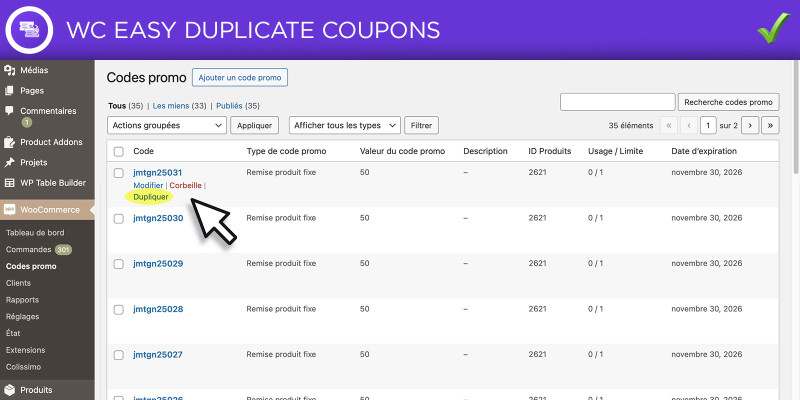 WC Easy Duplicate Coupons - WooCommerce