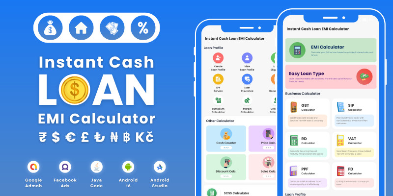 Instant Cash Loan EMI Calculator AdMob Ads Android