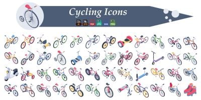 Cycling Isometric Icons Pack